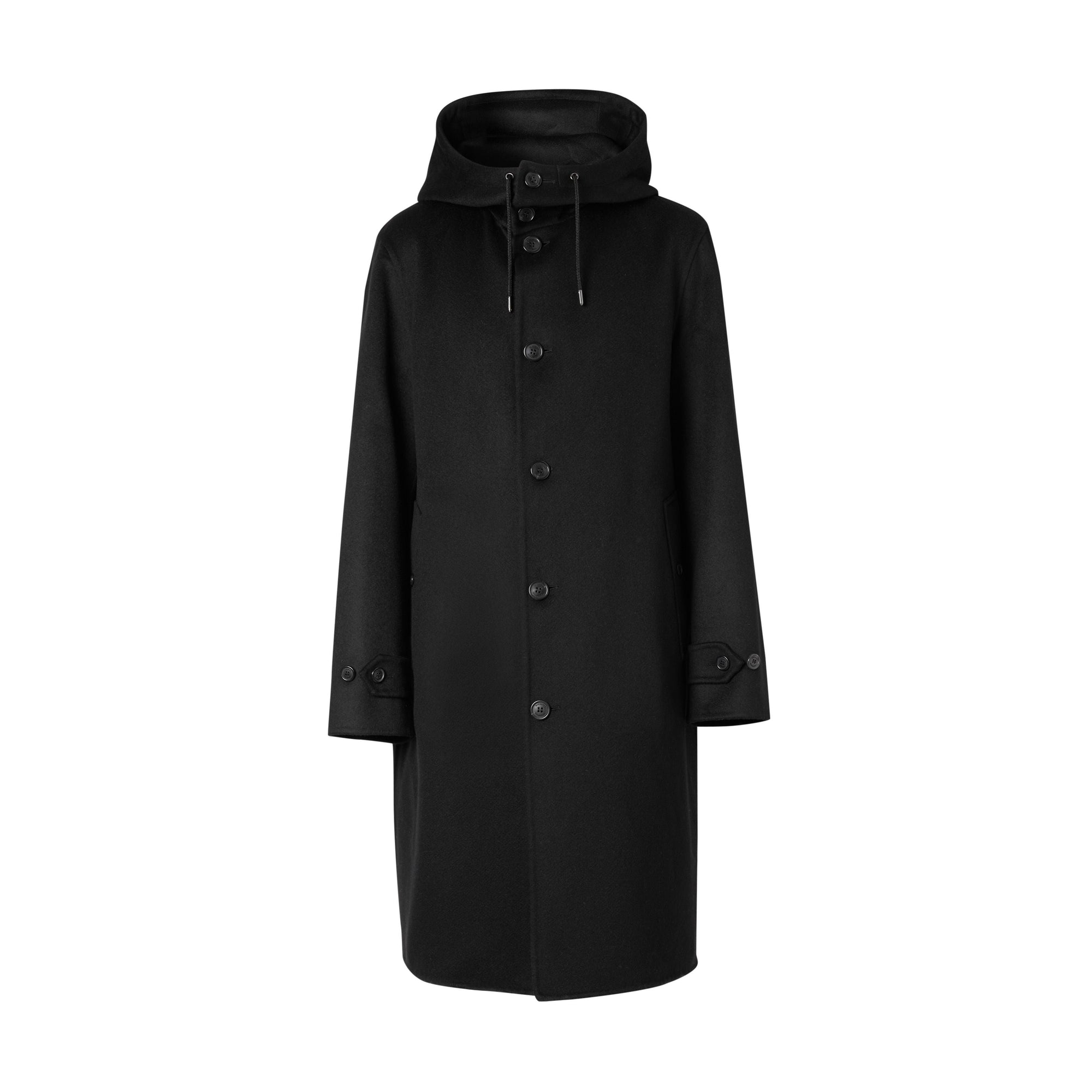 BLACK Manteau à capuche en cachemire double face