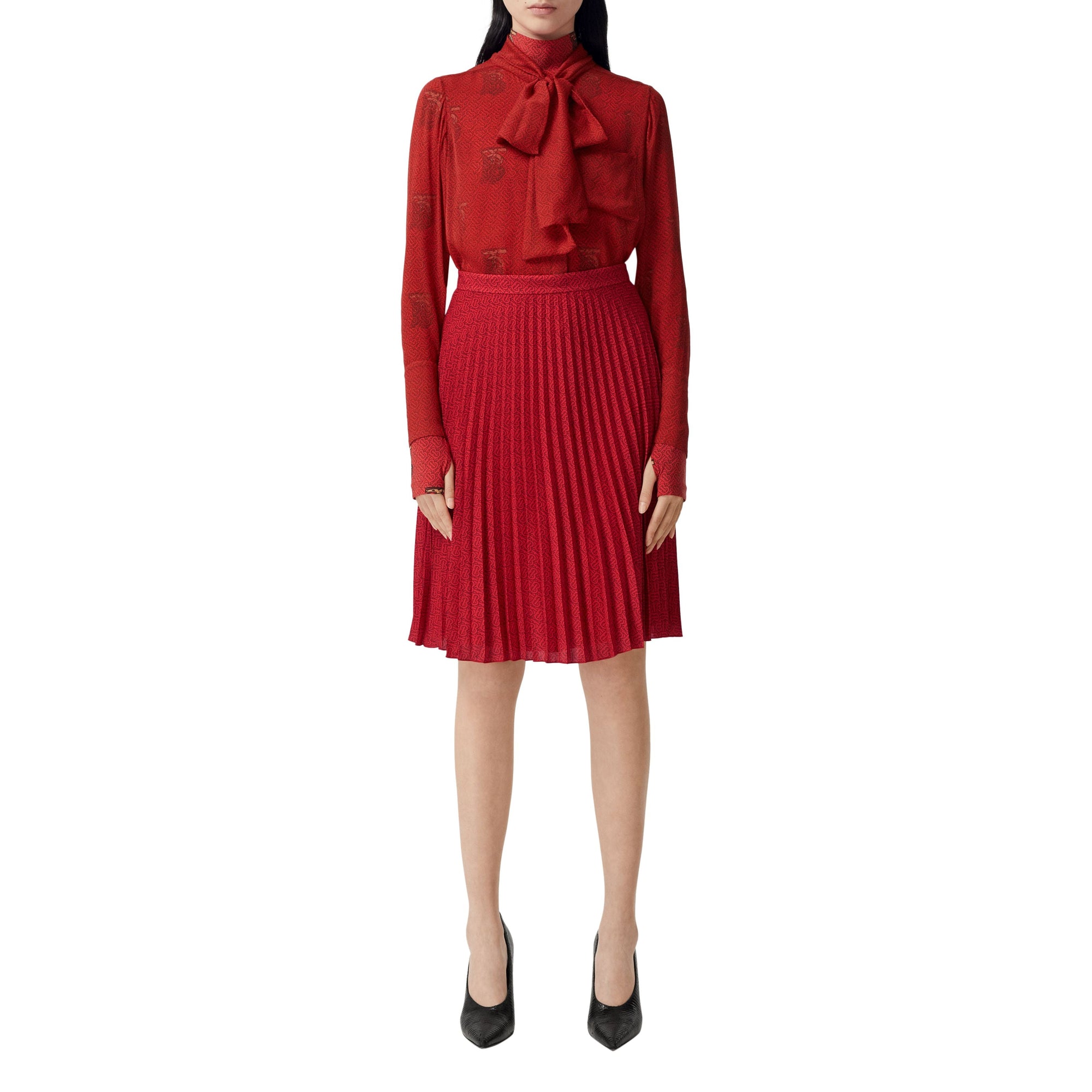 BRIGHT RED IP PAT Jupe plissée Monogram