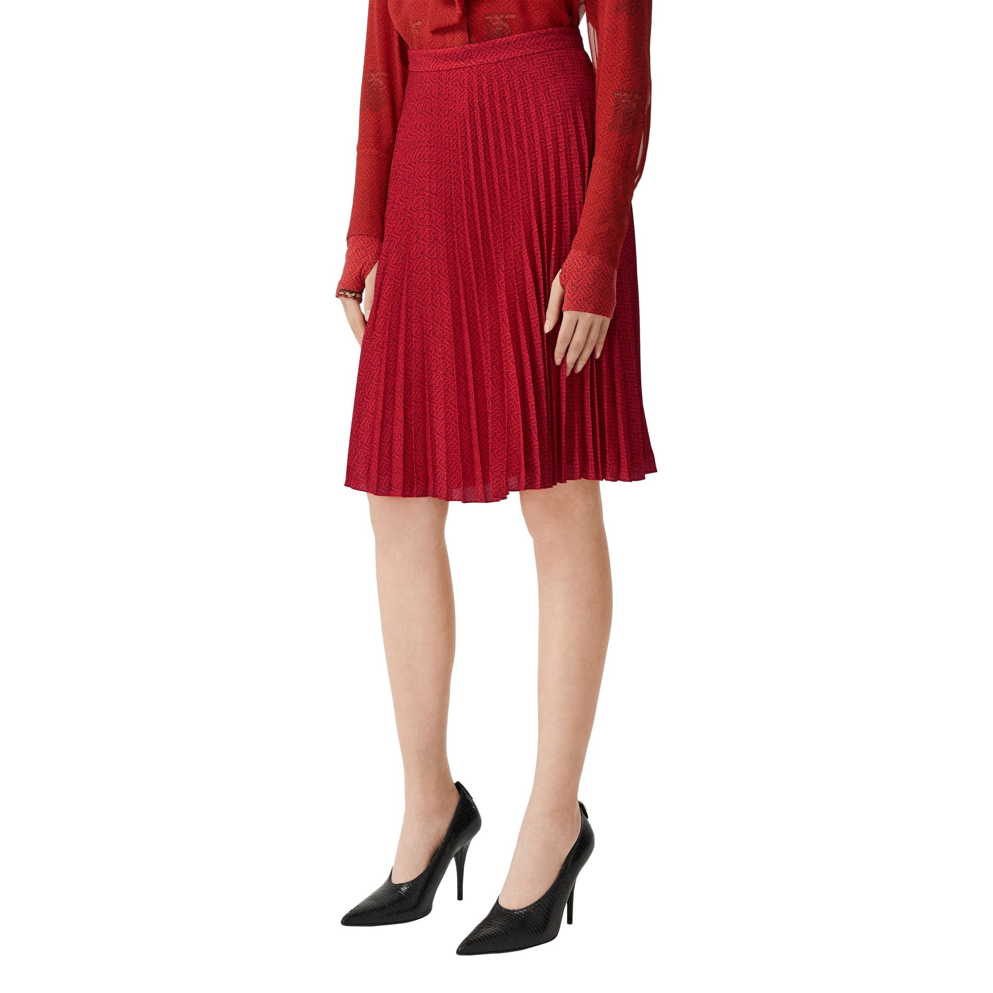 BRIGHT RED IP PAT Jupe plissée Monogram