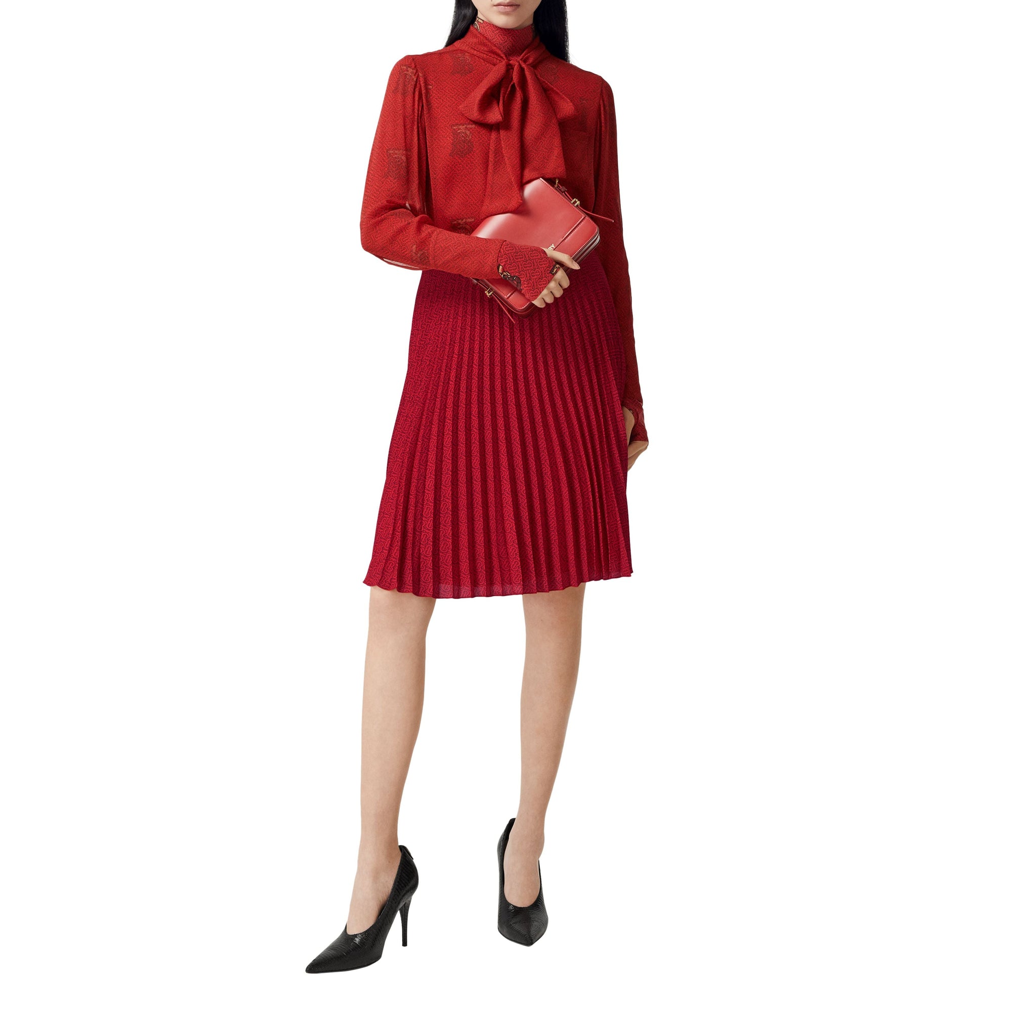 BRIGHT RED IP PAT Jupe plissée Monogram