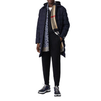 Écharpe réversible en cachemire check et Monogram - Indigo
