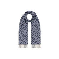 Écharpe réversible en cachemire check et Monogram - Indigo