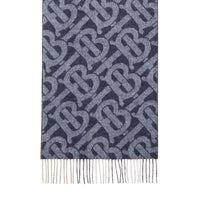 Écharpe réversible en cachemire check et Monogram - Indigo