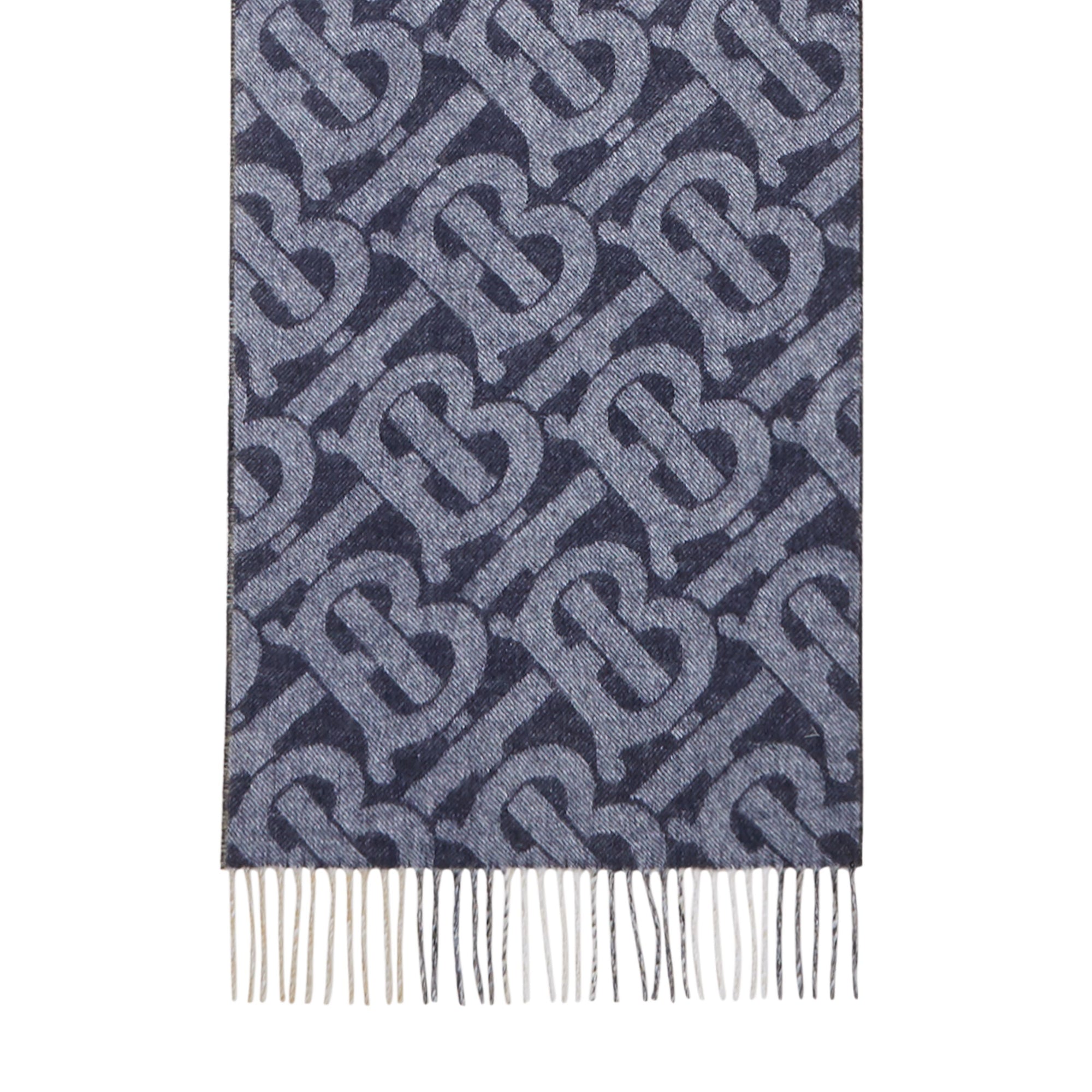 Écharpe réversible en cachemire check et Monogram - Indigo