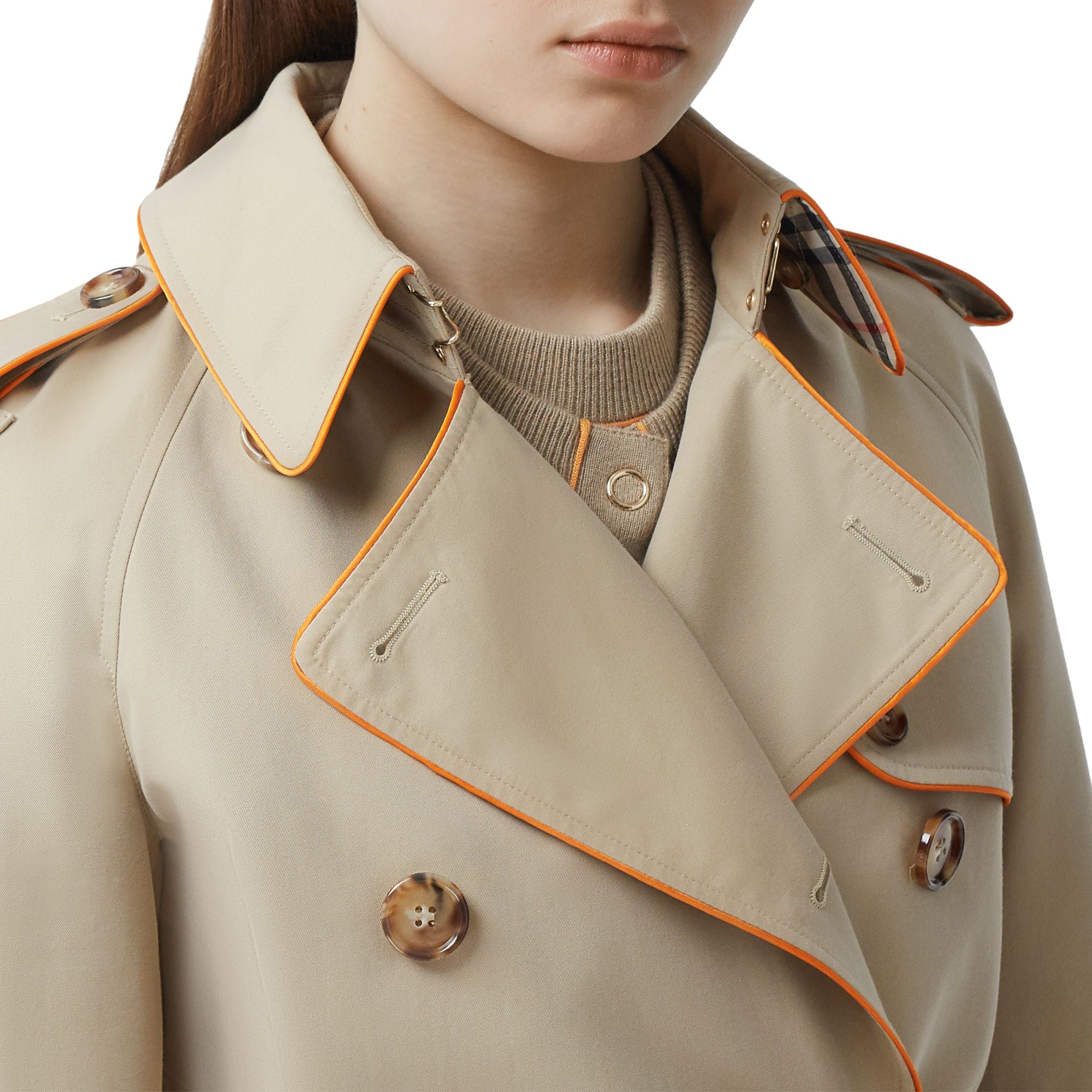 HONEY Trench en gabardine de coton passepoilé