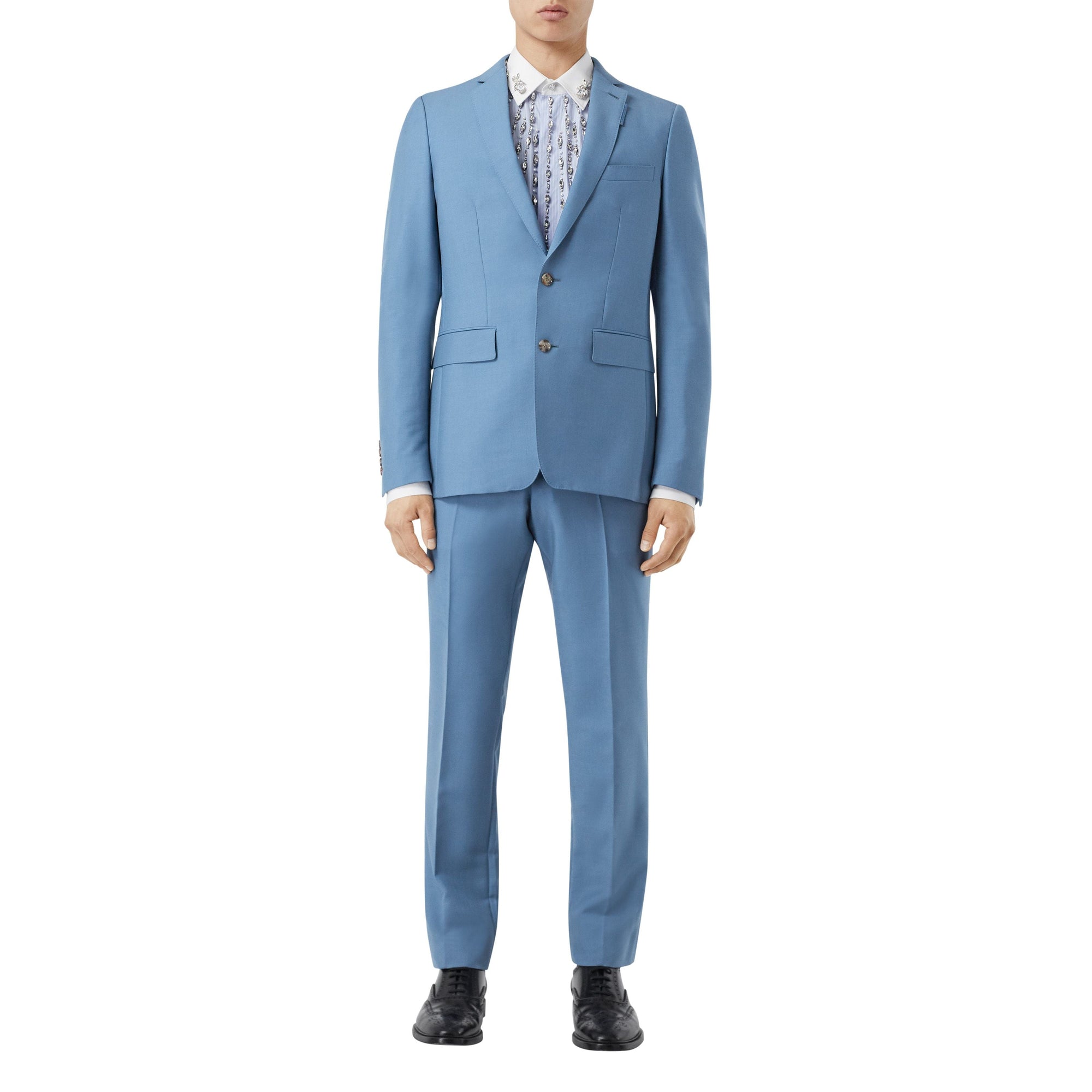 STEEL BLUE Veste de costume en laine et mohair