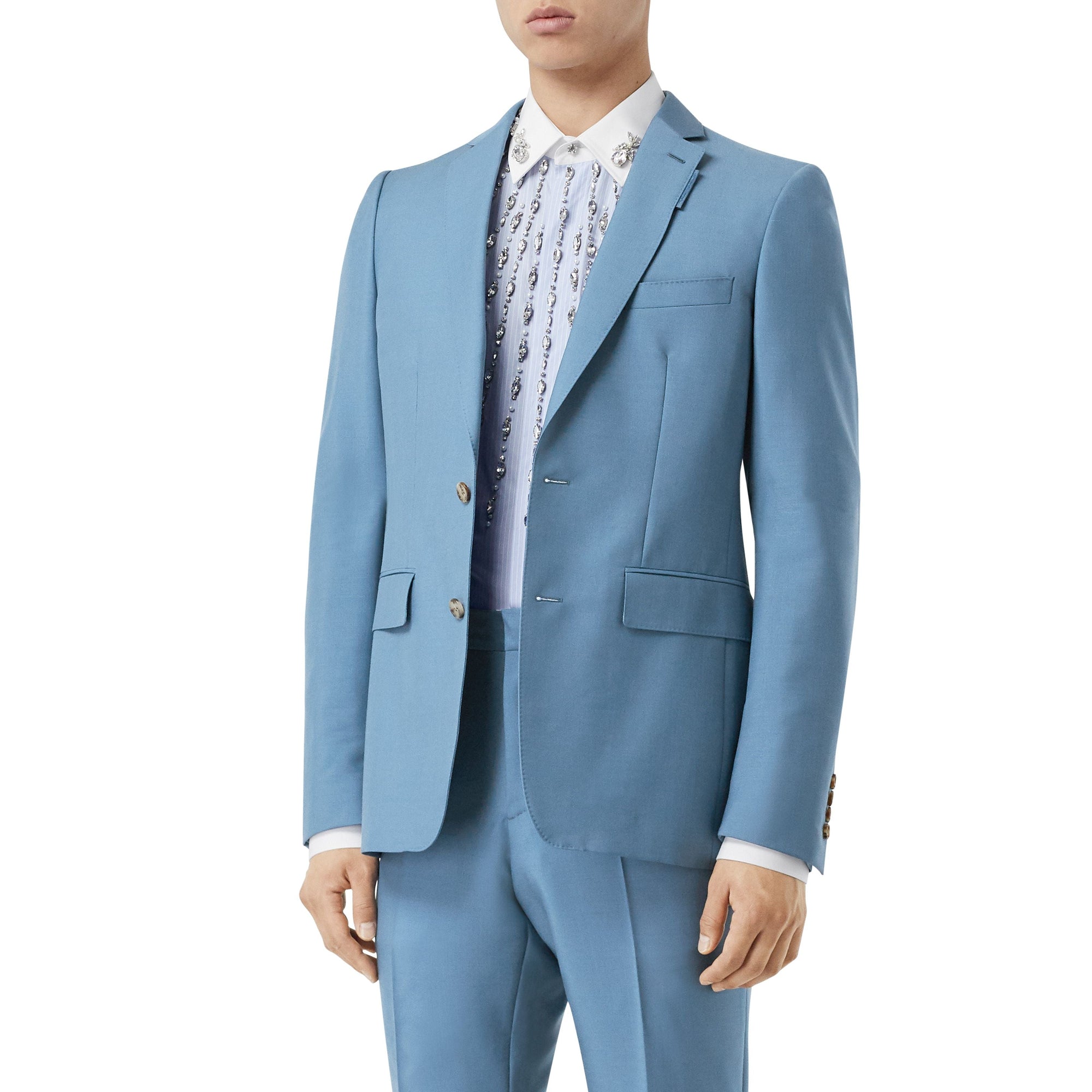 STEEL BLUE Veste de costume en laine et mohair