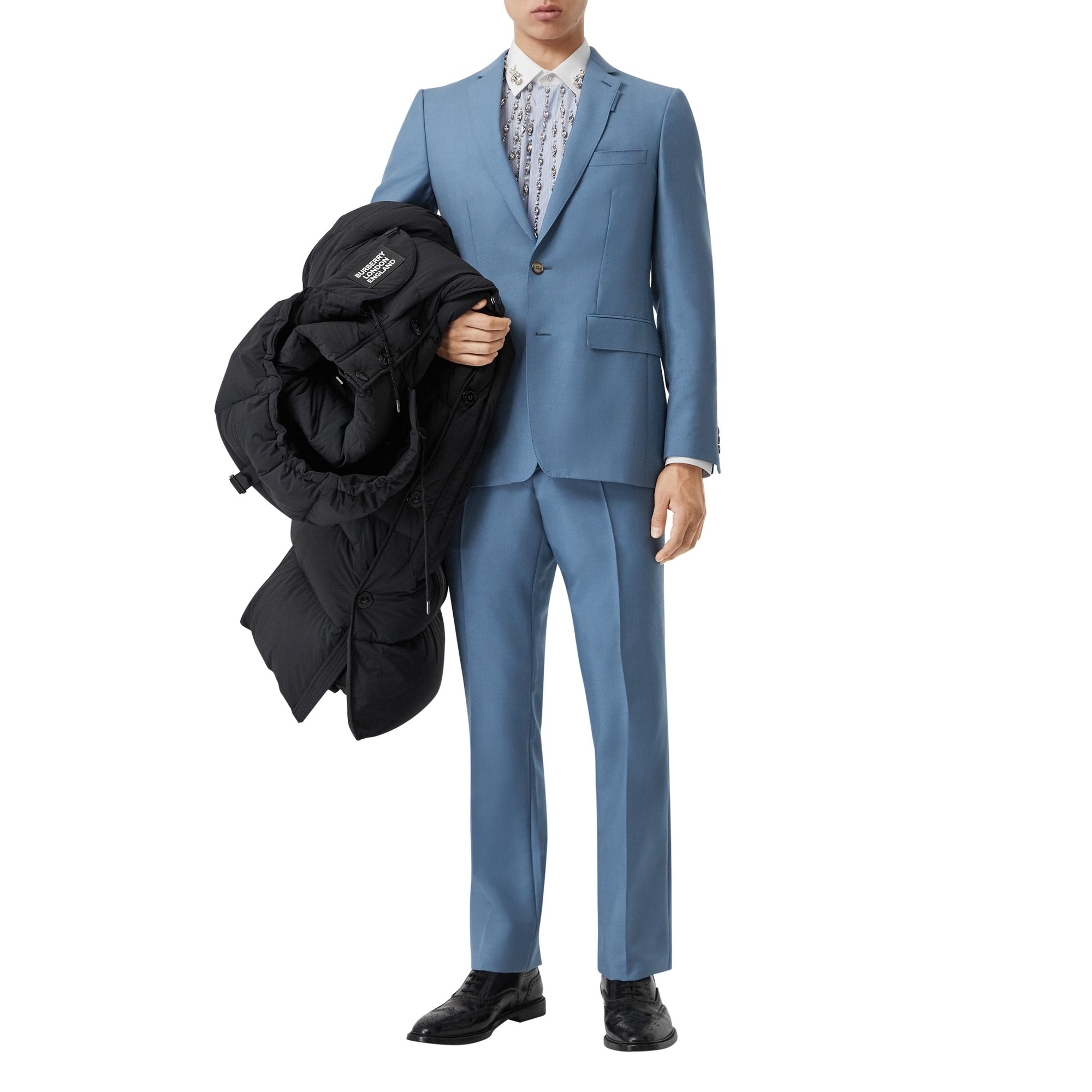 STEEL BLUE Veste de costume en laine et mohair