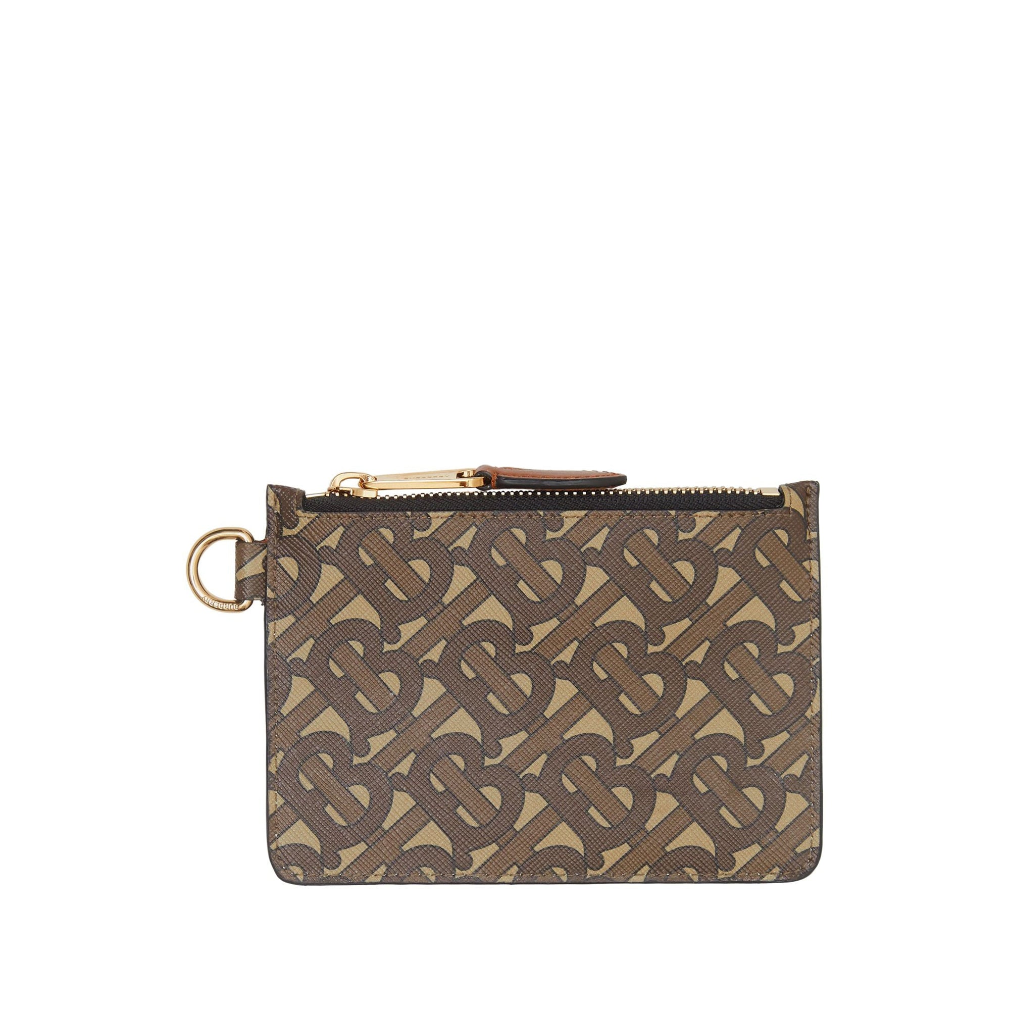 Porte-monnaie zippé en toile écologique monogram - Brun bride
