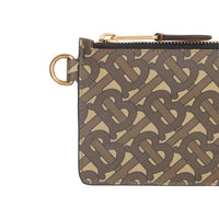 Porte-monnaie zippé en toile écologique monogram - Brun bride