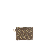 Porte-monnaie zippé en toile écologique monogram - Brun bride