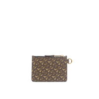 Porte-monnaie zippé en toile écologique monogram - Brun bride