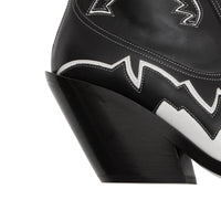 Bottines en cuir avec appliqué surpiqué - Noir & blanc