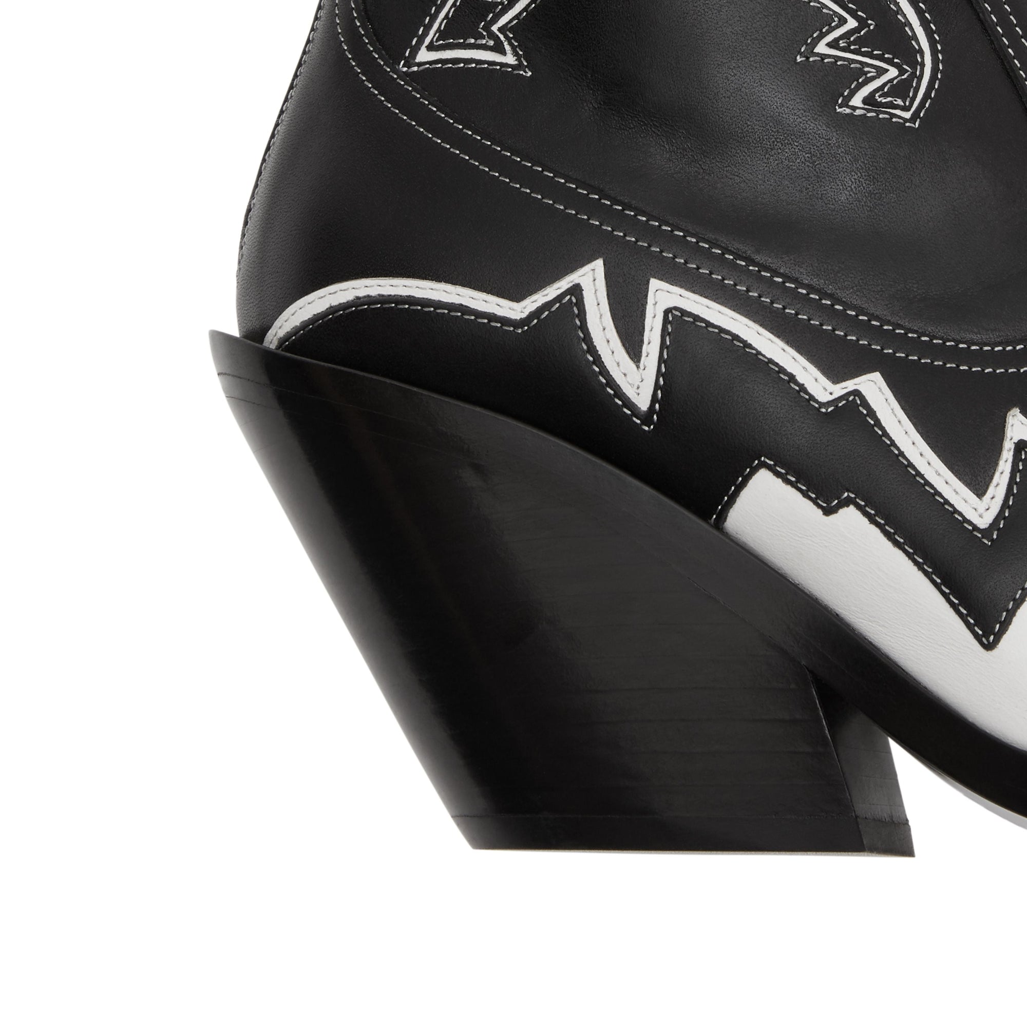 Bottines en cuir avec appliqué surpiqué - Noir & blanc