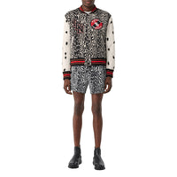 Bomber en jacquard de laine à motif léopard - Noir
