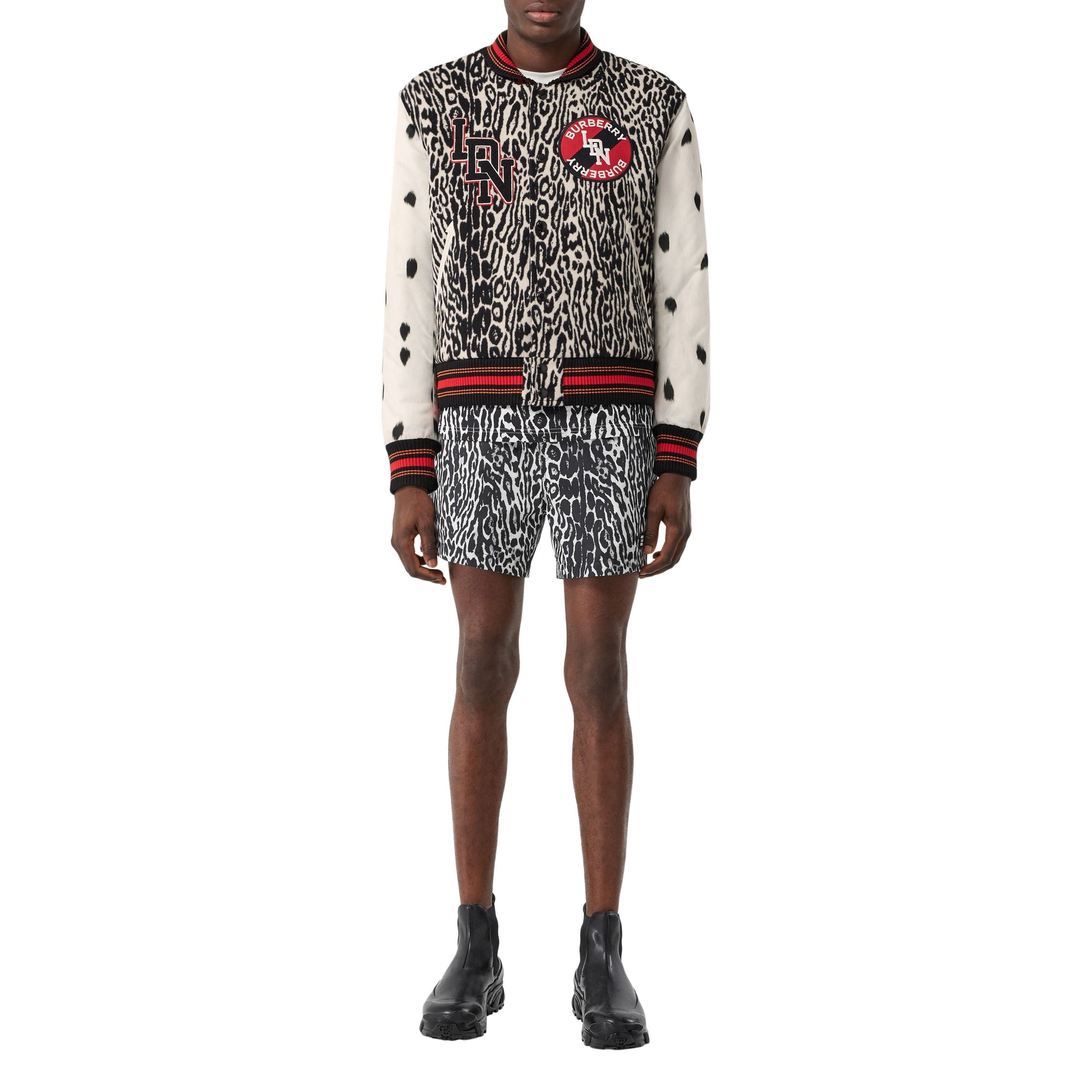 Bomber en jacquard de laine à motif léopard - Noir