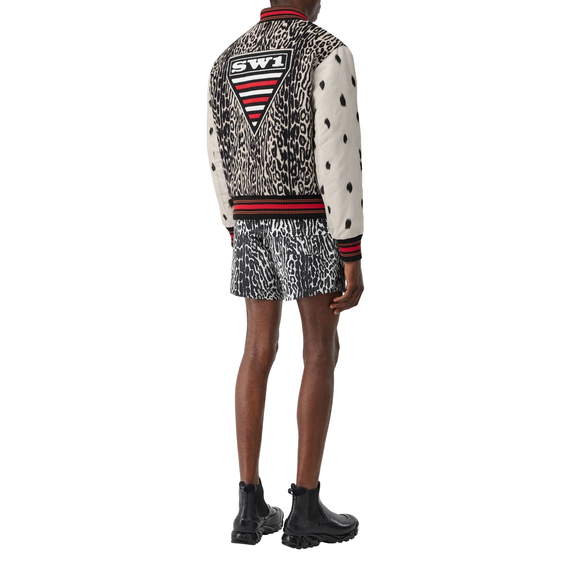 BLACK IP PAT Bomber en jacquard de laine à motif léopard