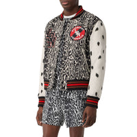 Bomber en jacquard de laine à motif léopard - Noir