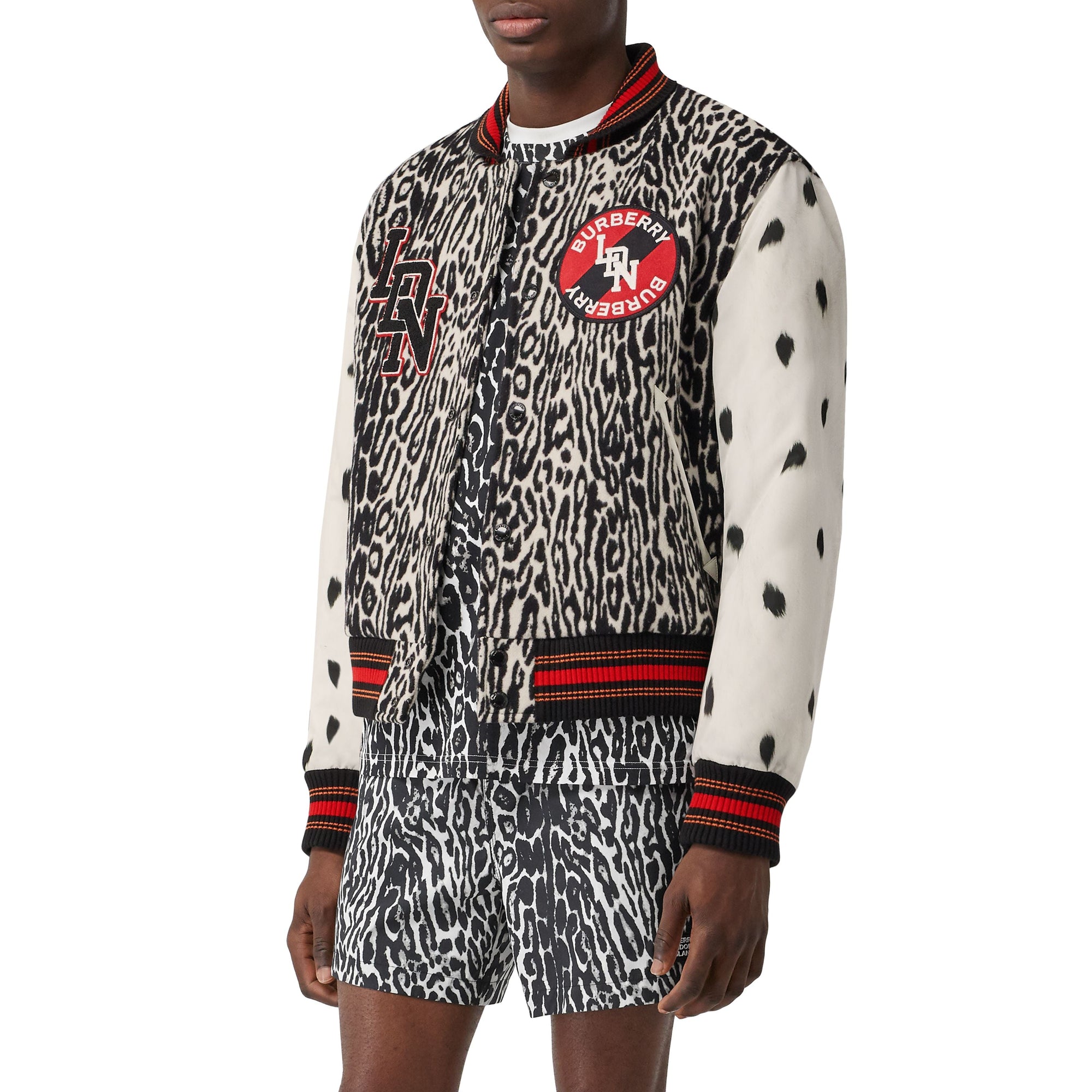 Bomber en jacquard de laine à motif léopard - Noir