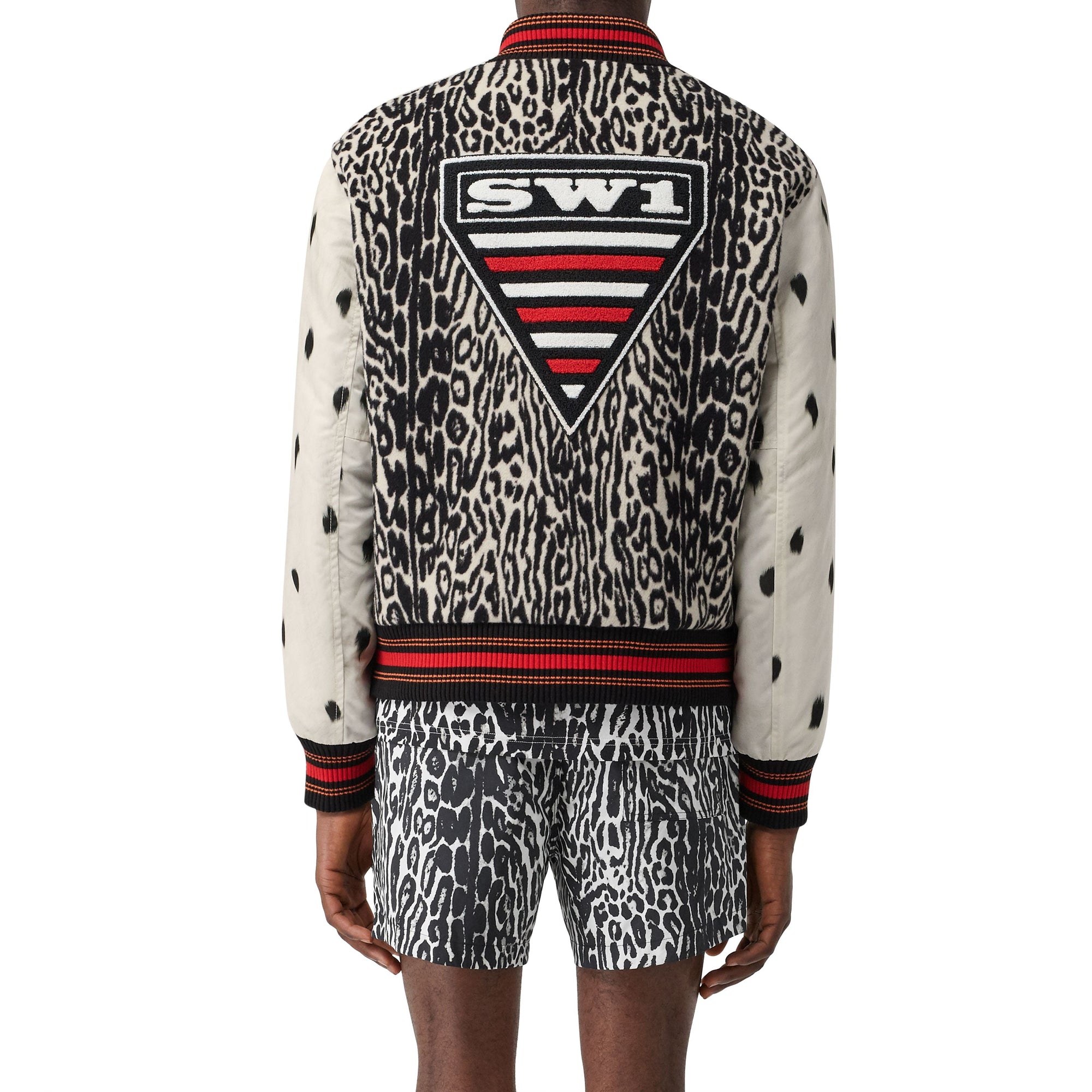 Bomber en jacquard de laine à motif léopard - Noir