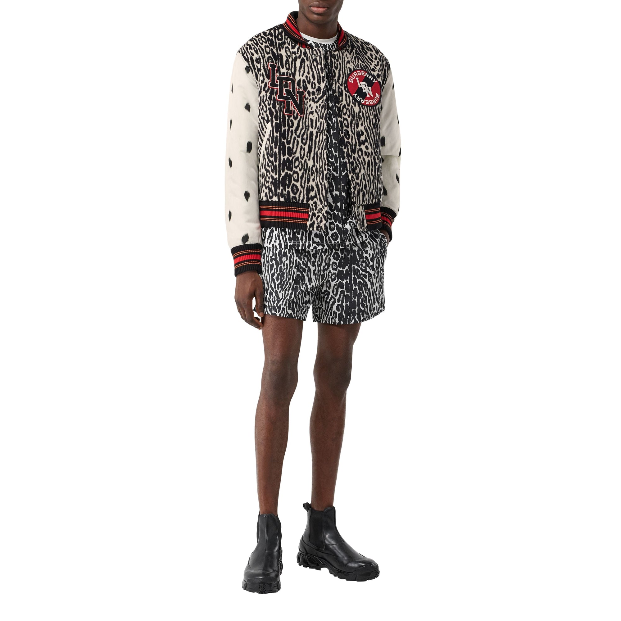 BLACK IP PAT Bomber en jacquard de laine à motif léopard