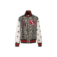 Bomber en jacquard de laine à motif léopard - Noir