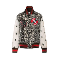 BLACK IP PAT Bomber en jacquard de laine à motif léopard