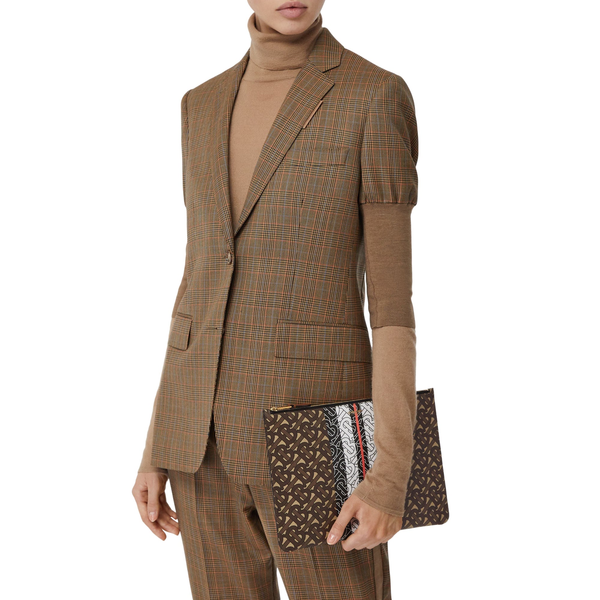 BRIDLE BROWN Pochette en toile écologique rayée Monogram