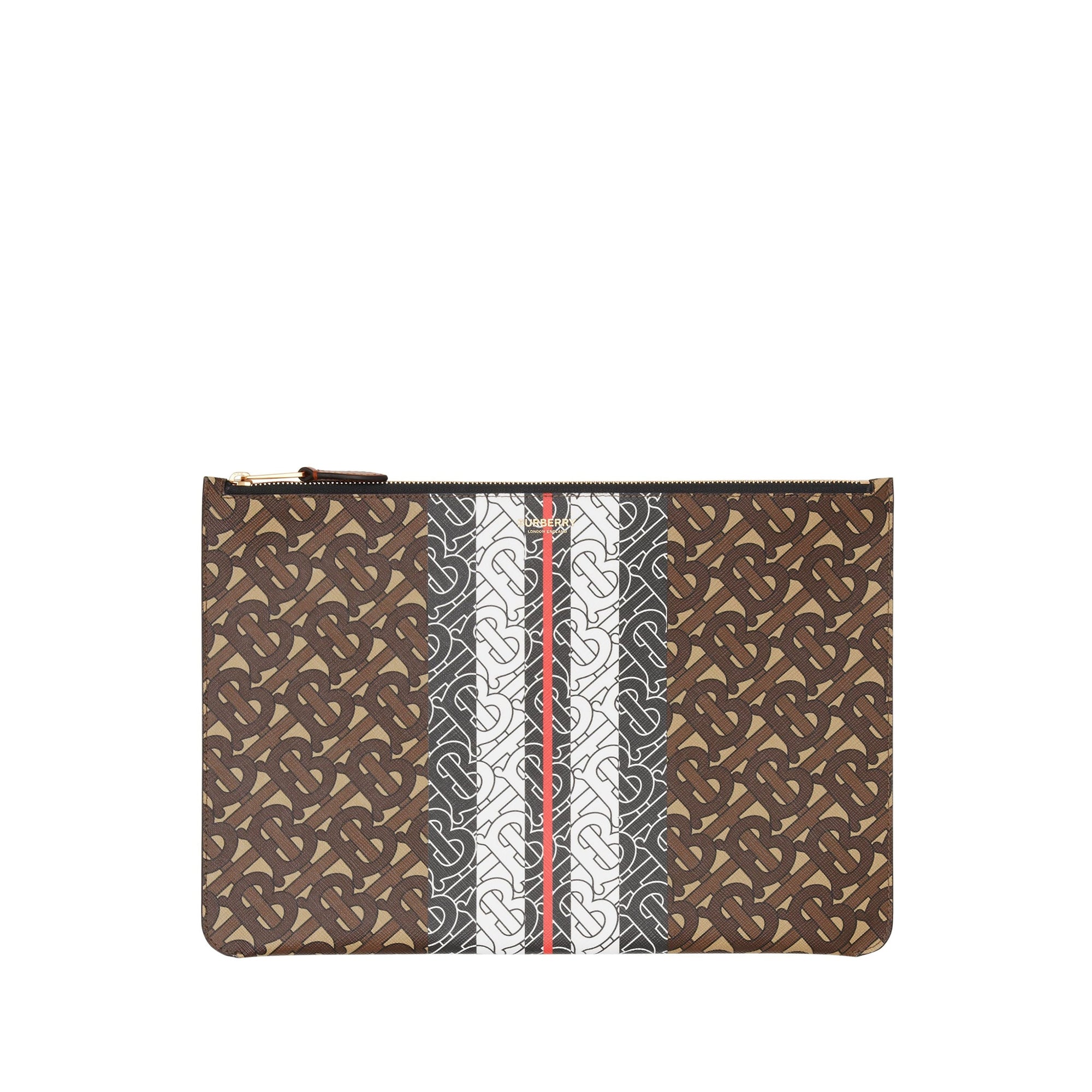 Pochette en toile écologique rayée monogram - Brun bride