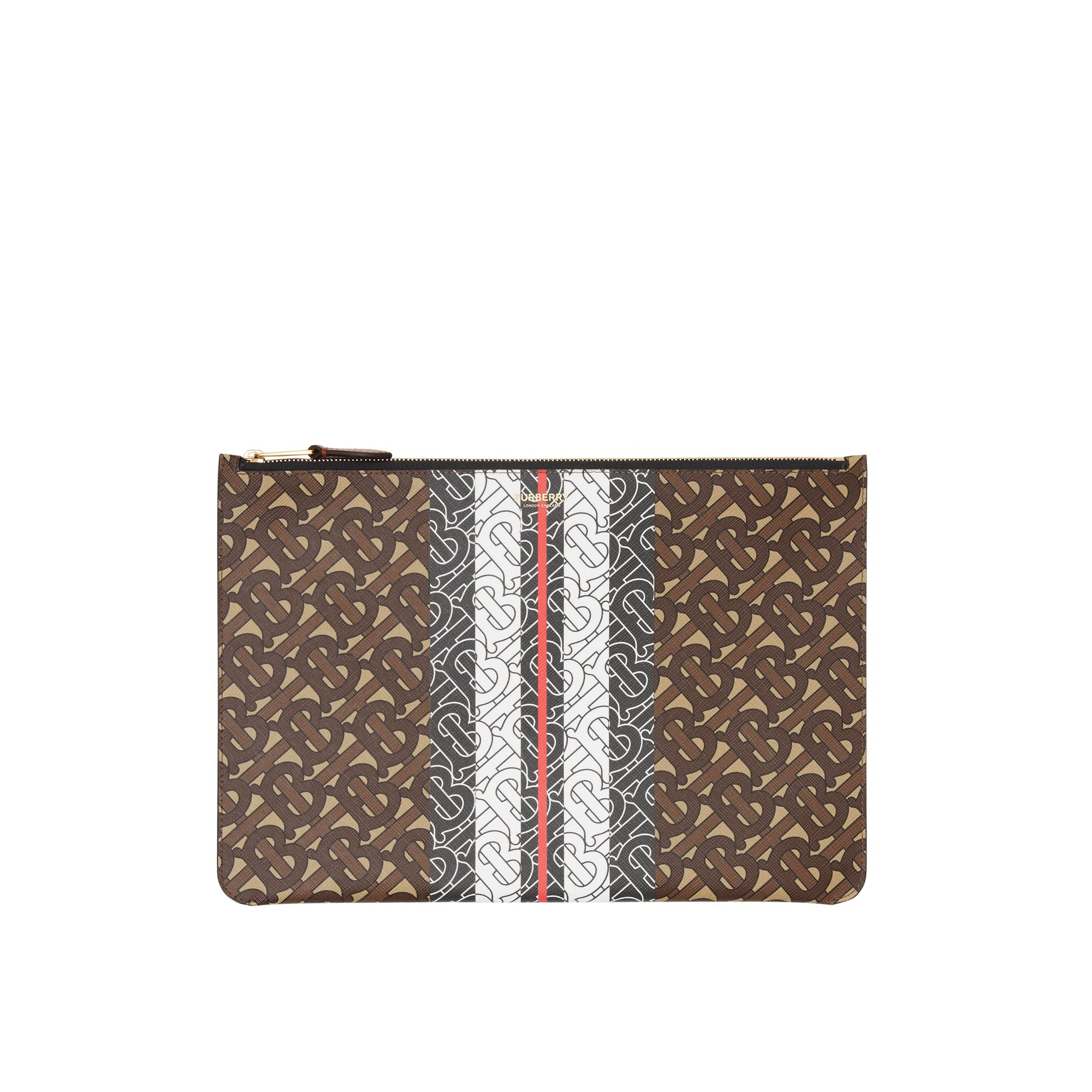 BRIDLE BROWN Pochette en toile écologique rayée Monogram