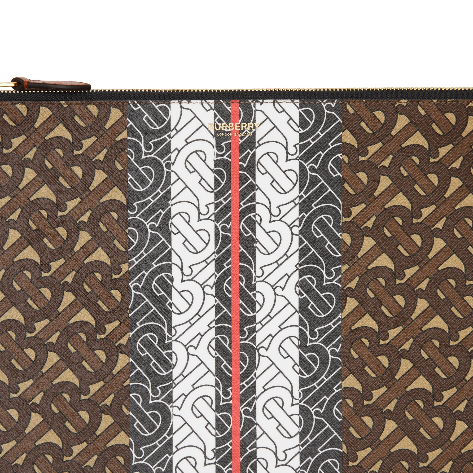 Pochette en toile écologique rayée monogram - Brun bride