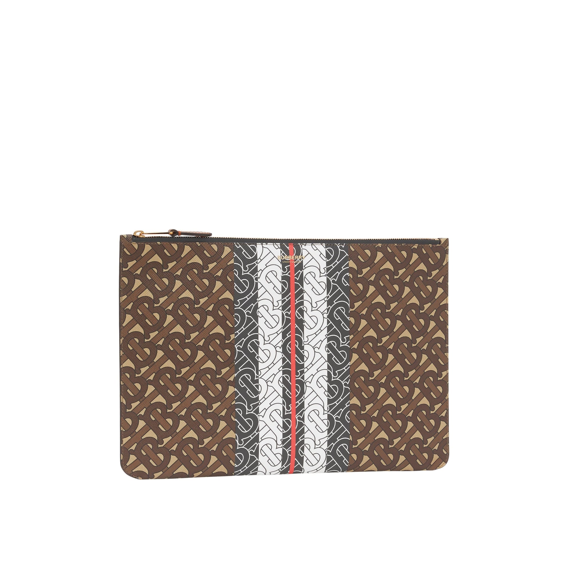 Pochette en toile écologique rayée monogram - Brun bride