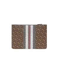 Pochette en toile écologique rayée monogram - Brun bride