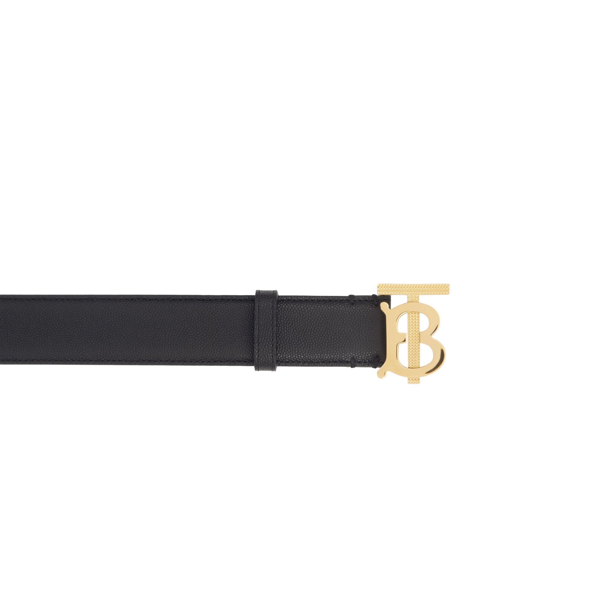 Ceinture en cuir grainé Monogram - Noir & Or Clair
