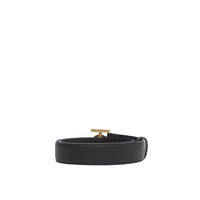 Ceinture en cuir grainé Monogram - Noir & Or Clair