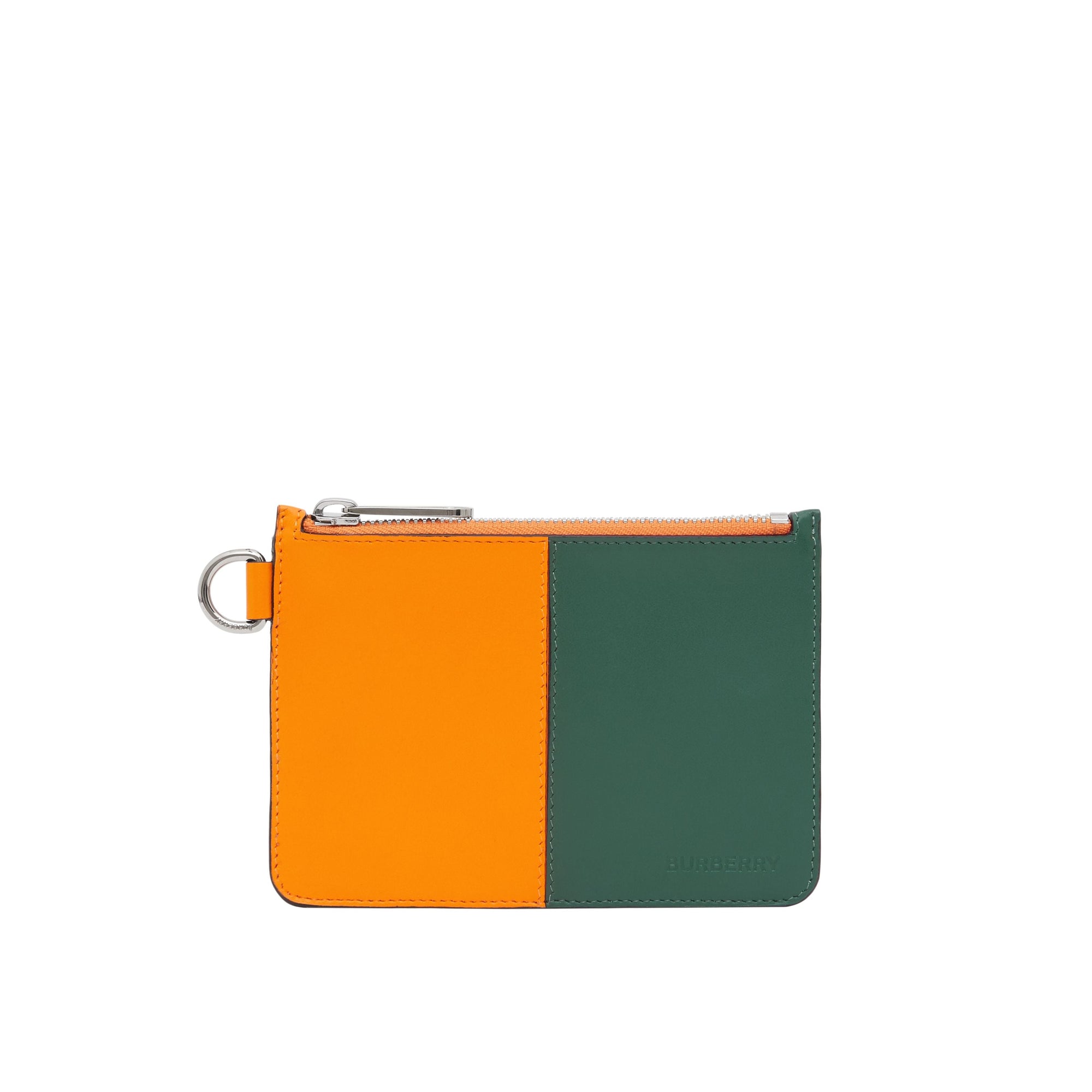 ORANGE/GREEN Porte-monnaie zippé en cuir color-block