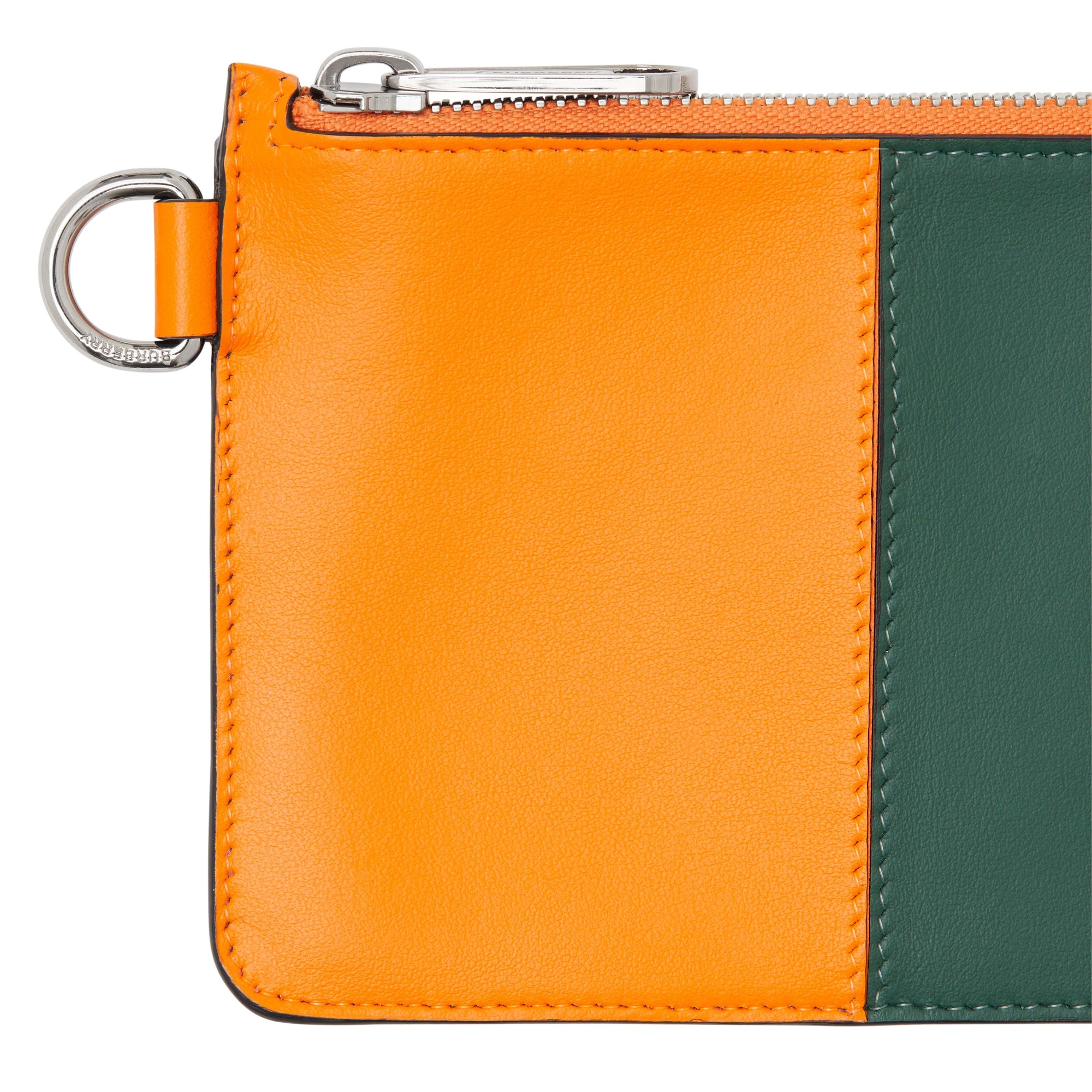 ORANGE/GREEN Porte-monnaie zippé en cuir color-block
