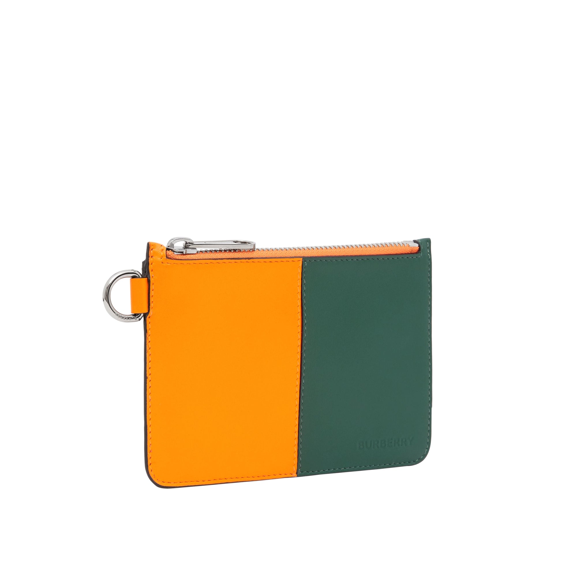 ORANGE/GREEN Porte-monnaie zippé en cuir color-block