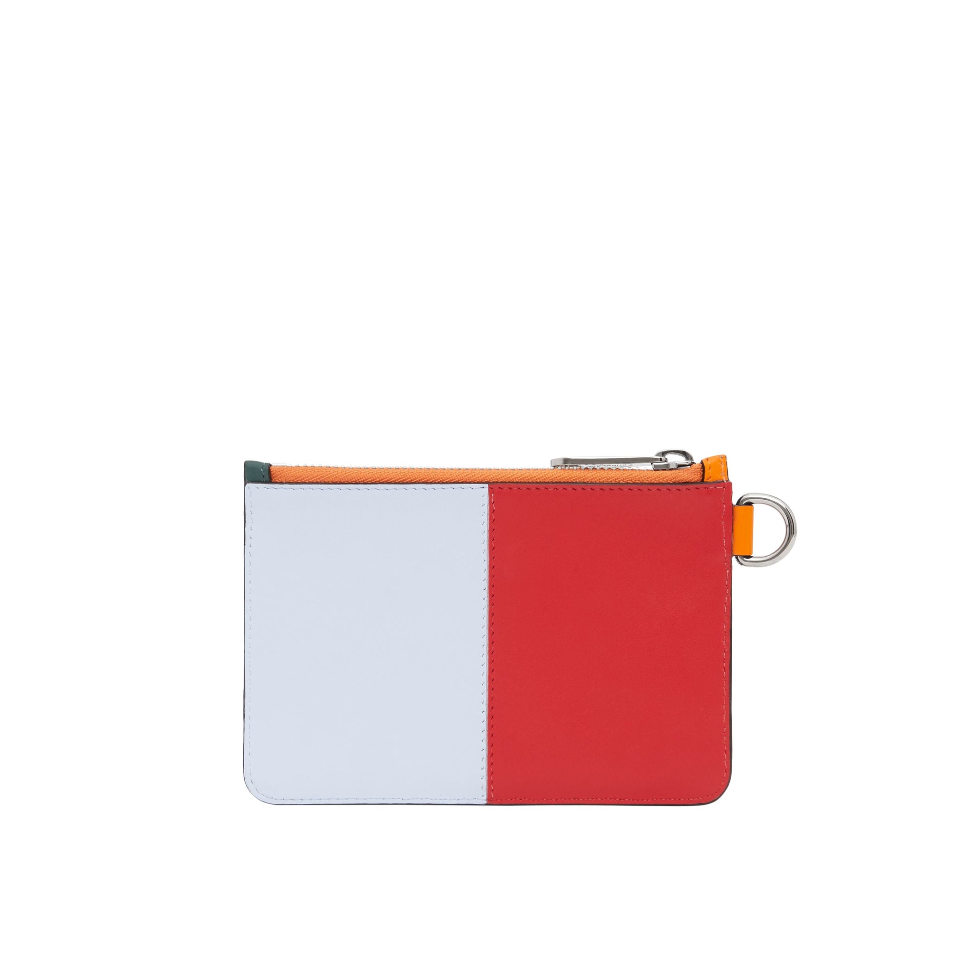 ORANGE/GREEN Porte-monnaie zippé en cuir color-block
