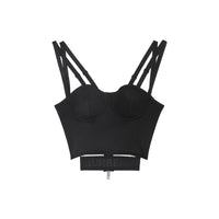 Haut façon corset en jersey stretch avec logo - Noir