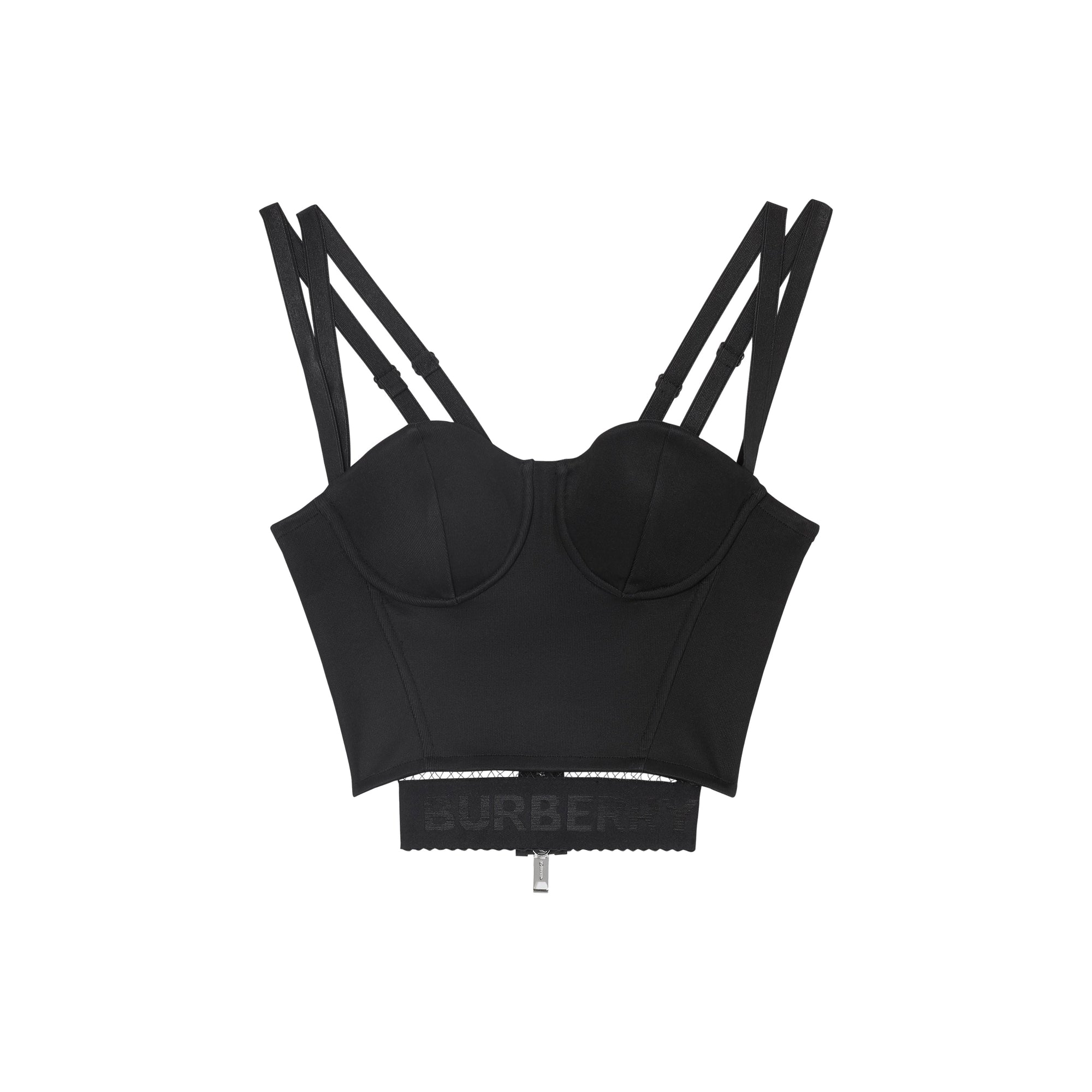 Haut façon corset en jersey stretch avec logo - Noir