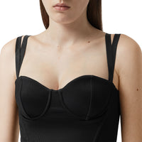 Haut façon corset en jersey stretch avec logo - Noir