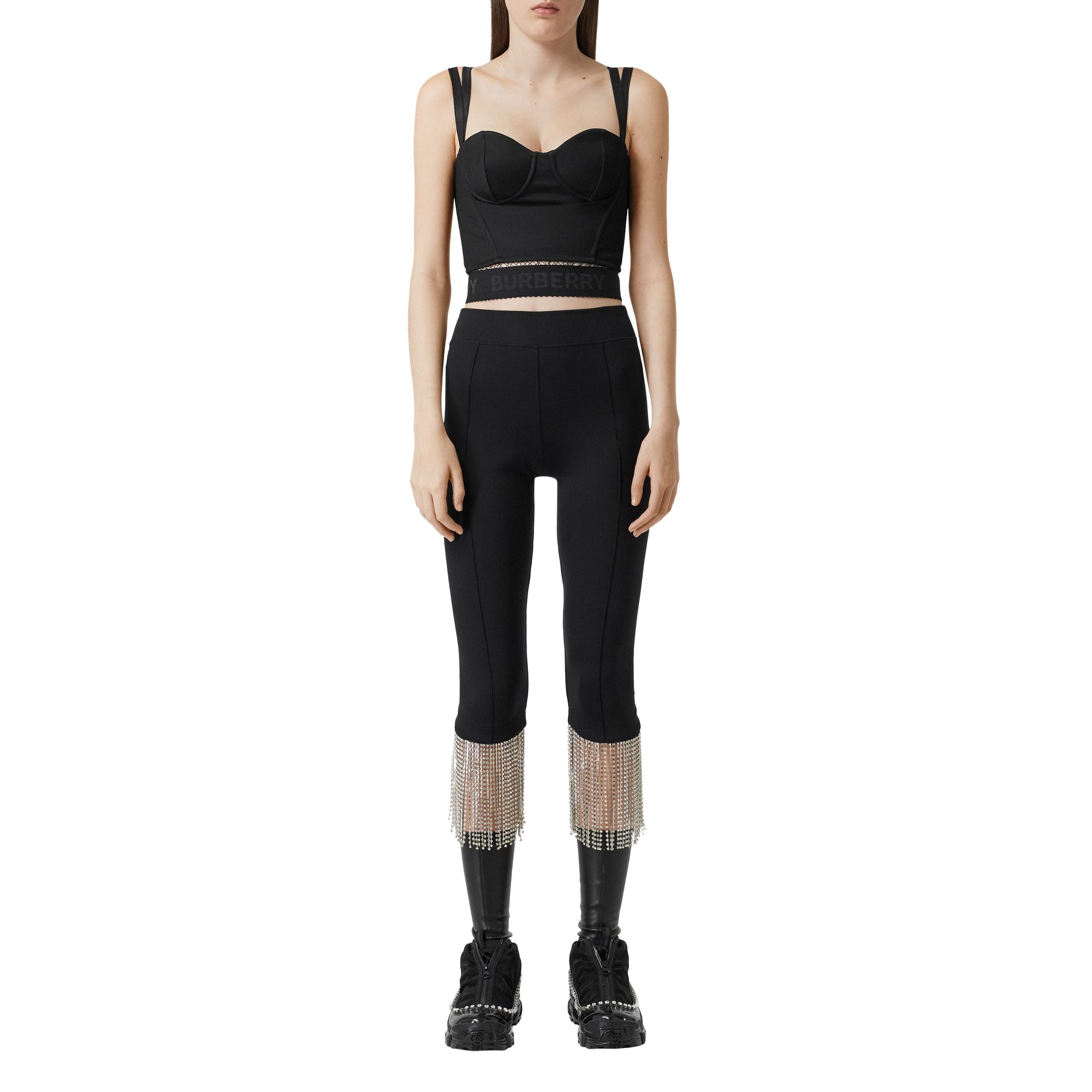 Haut façon corset en jersey stretch avec logo - Noir