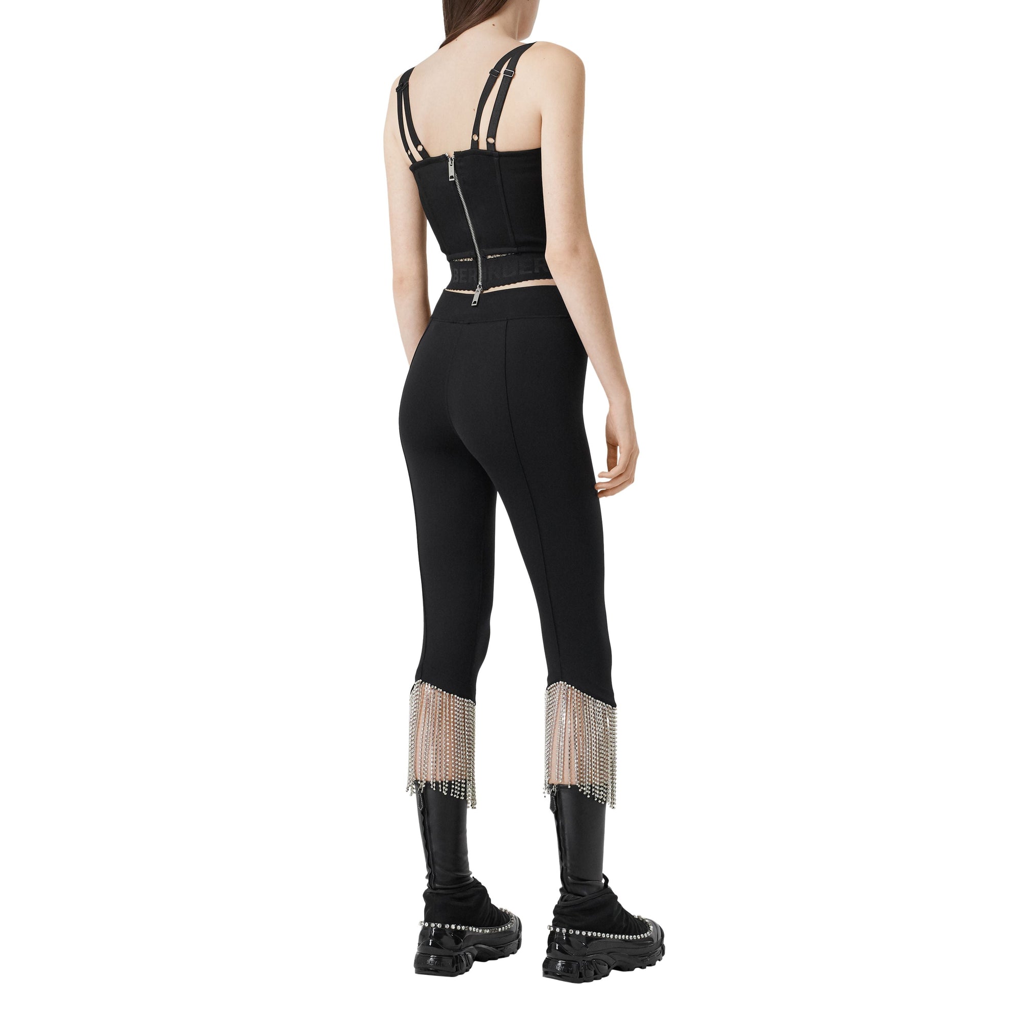 Haut façon corset en jersey stretch avec logo - Noir