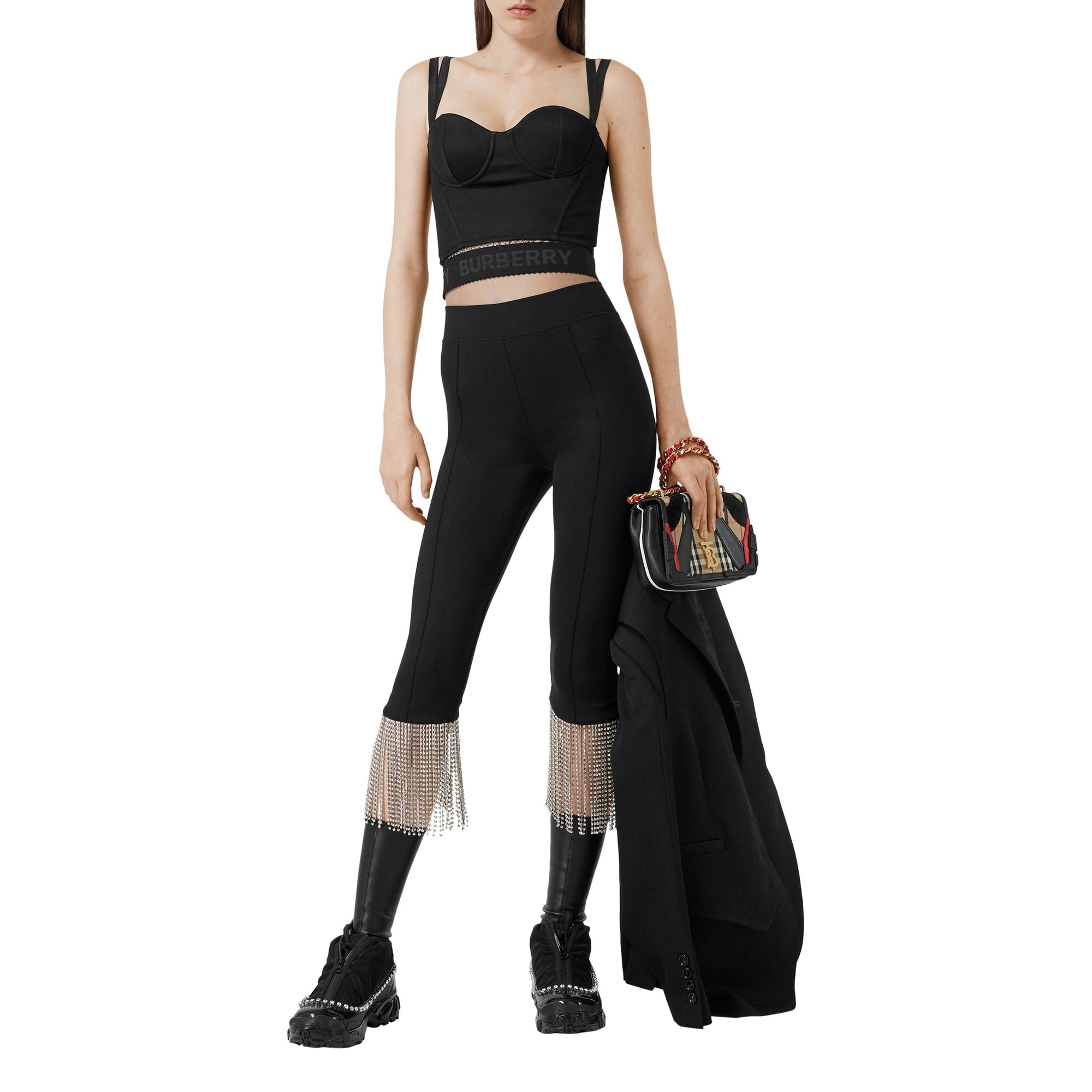 Haut façon corset en jersey stretch avec logo - Noir