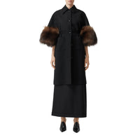 BLACK Manteau en laine mélangée façon cape avec fourrure amovible