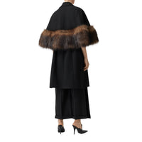 BLACK Manteau en laine mélangée façon cape avec fourrure amovible