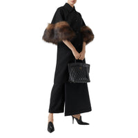 BLACK Manteau en laine mélangée façon cape avec fourrure amovible