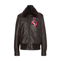 DARK BROWN Bombardier avec col en shearling et gilet intérieur amovibles