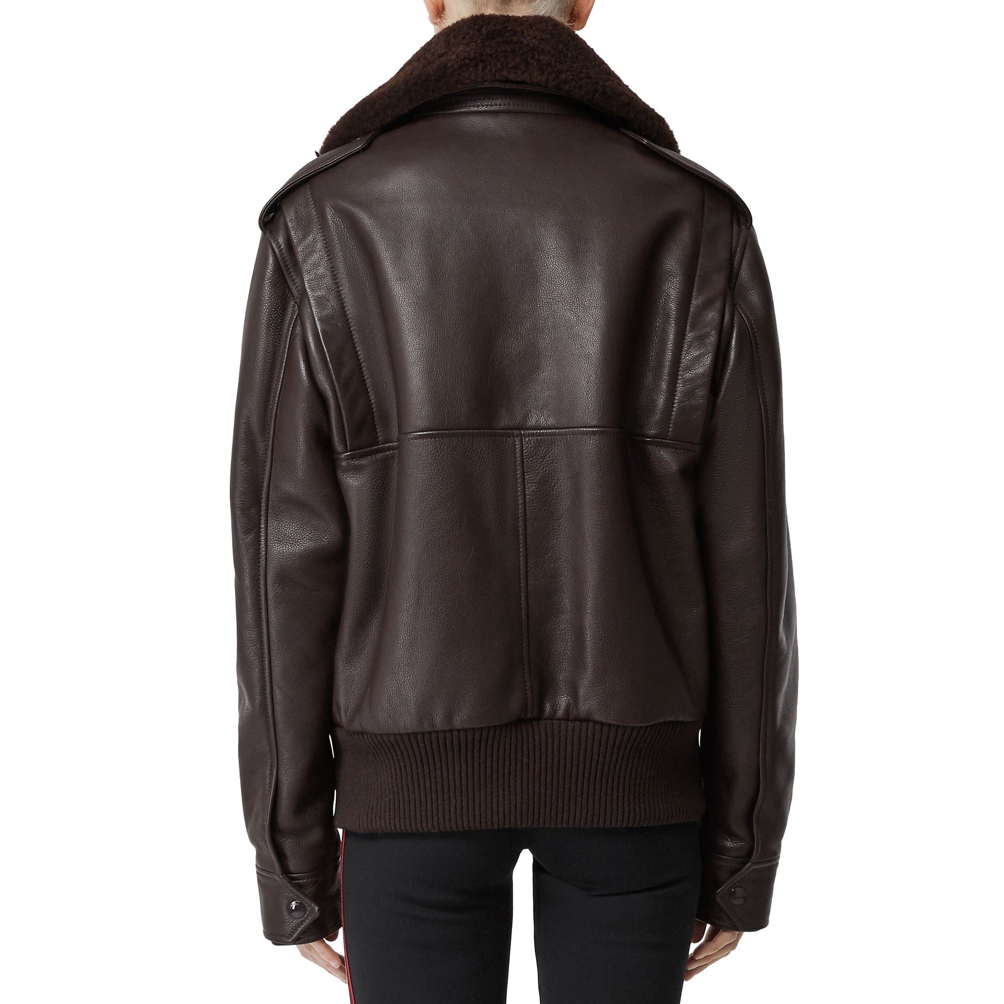 DARK BROWN Bombardier avec col en shearling et gilet intérieur amovibles